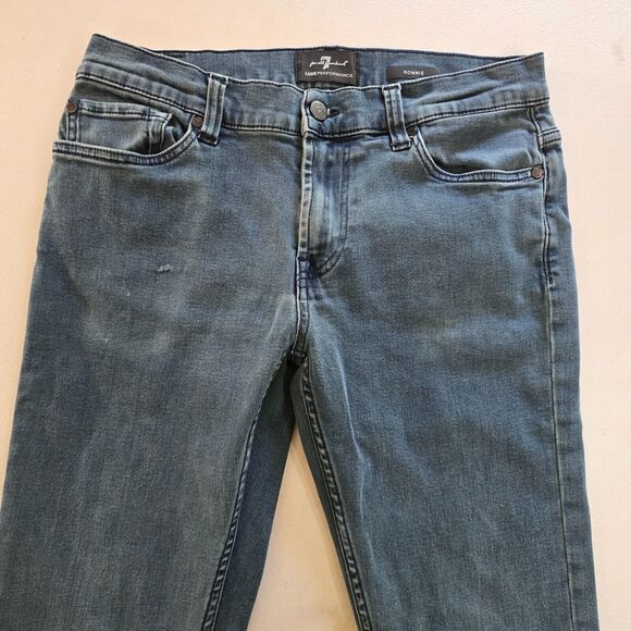 7 For All Mankind Jeans Men's 31 x 32 Blue Ronnie Luxe Performance Dk Wash Fade - Picture 2 of 16